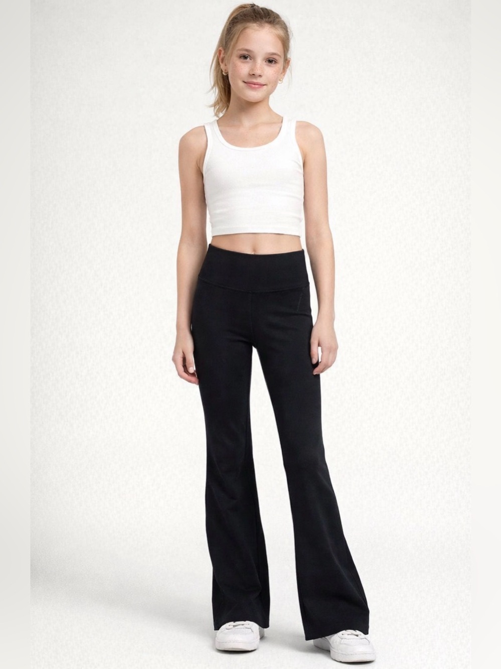 Girls Black Flared Yoga Pants